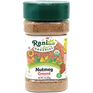 Rani Organic Nutmeg (Jaiphul) Ground Powder Spice 3oz (85g) PET Jar ~ All Natural | Vegan | Gluten Friendly | NON-GMO | Kosher | Indian Origin | USDA Certified Organic