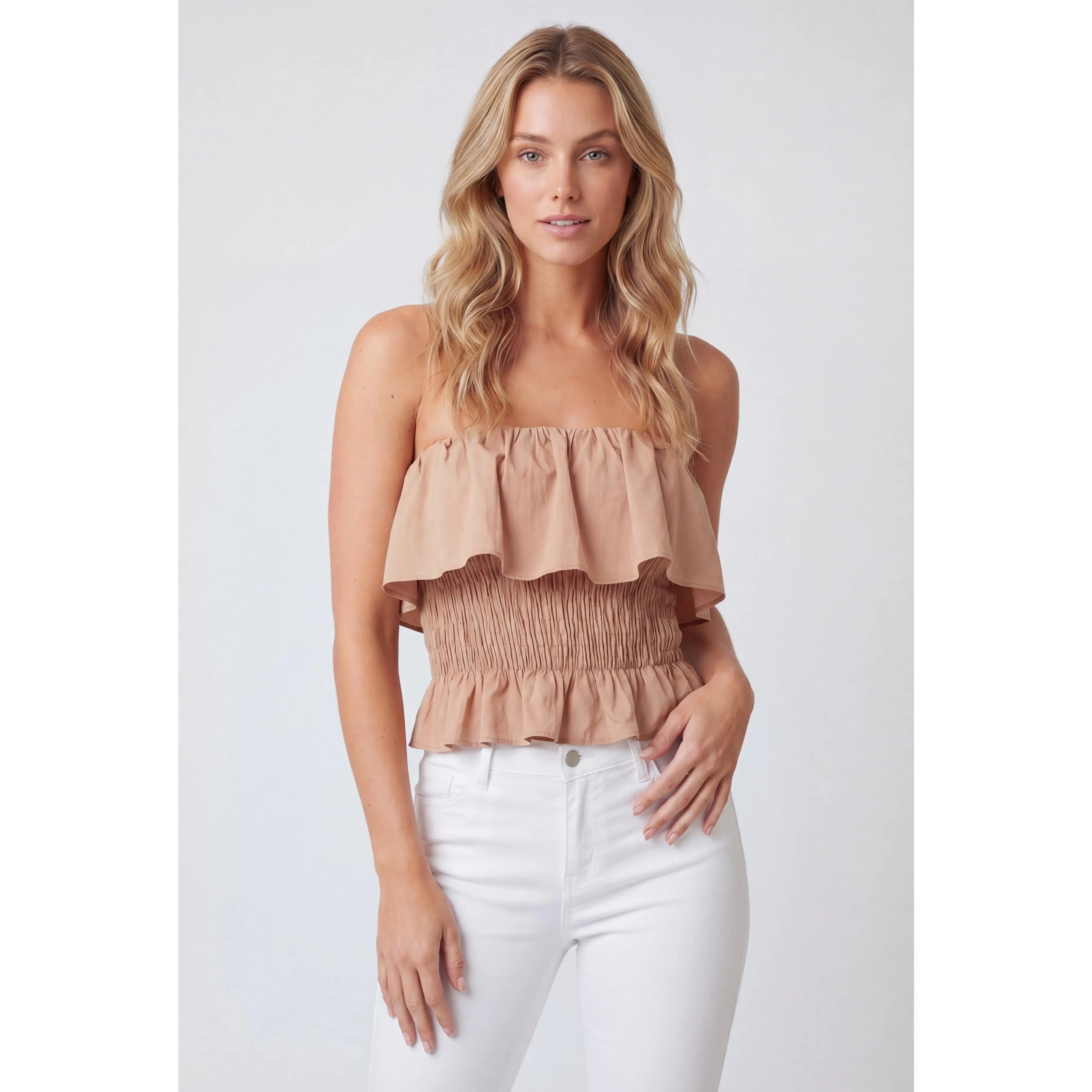 Smocked Ruffle Tube Top