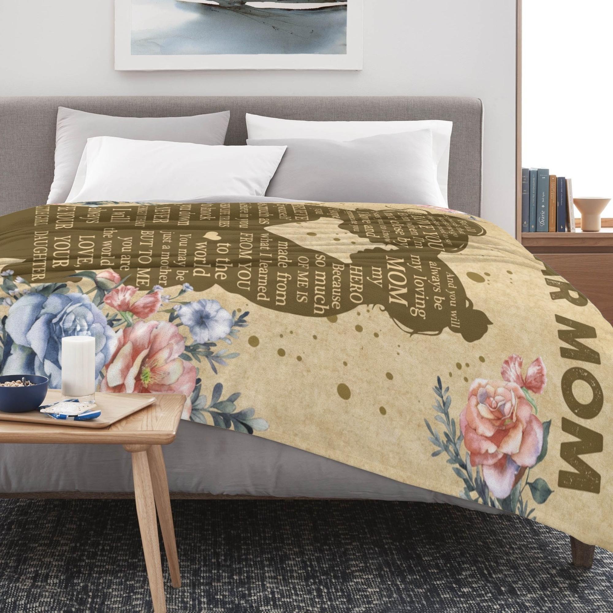 Gifts for Mom from Daughter, Mothers Day Birthday Gift for Mom Blanket from Daughter, Mommy Birthday Gifts, Presents for Mother, Soft Cozy Throw Blanket 60x50 Inches