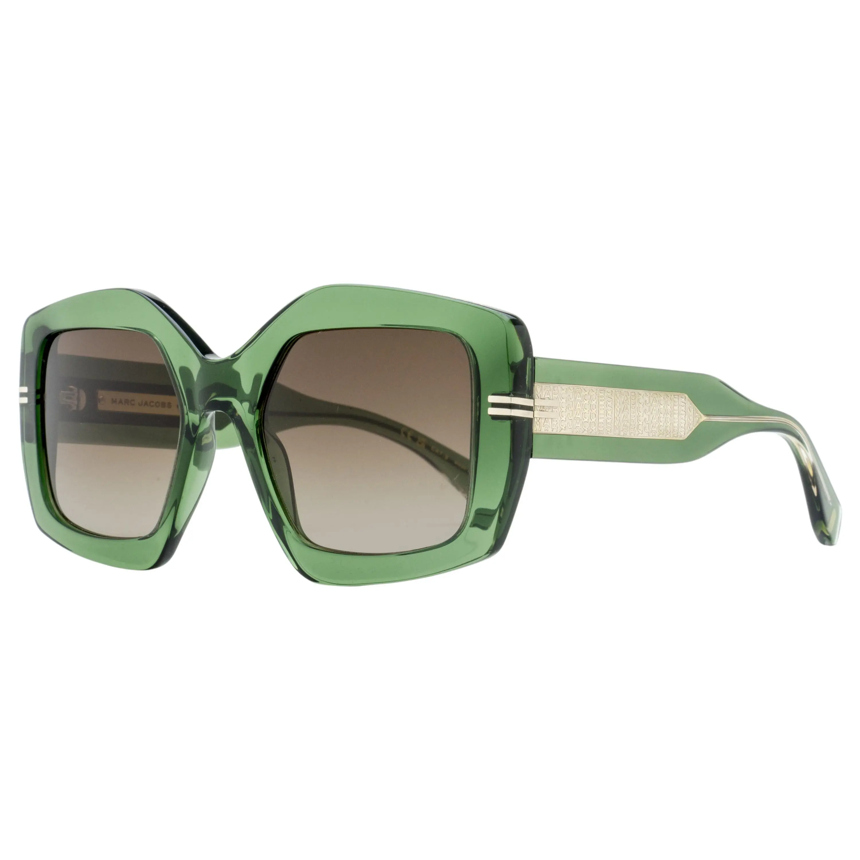 Marc Jacobs Geometric Sunglasses MJ 1109/S 1EDHA Transparent Green 53mm, Uv Protection, Bisphenol A (Bpa), Women, Double-Line Jj Temple Accents, Fashion-Forward Profile, Bold Statement, Acetate, Gradient, Oversized, Square, Women's Fashion