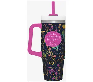 Kerusso 30 oz Dual Wall Mug With Plastic Straw