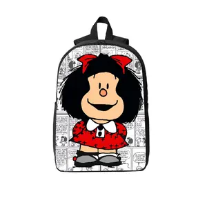 This 17-inch laptop backpack features character prints and is crafted from durable polyester. It is equipped with breathable shoulder straps, dual-way zippers, and side pockets—making it ideal for students, travelers, and nostalgic fans alike.