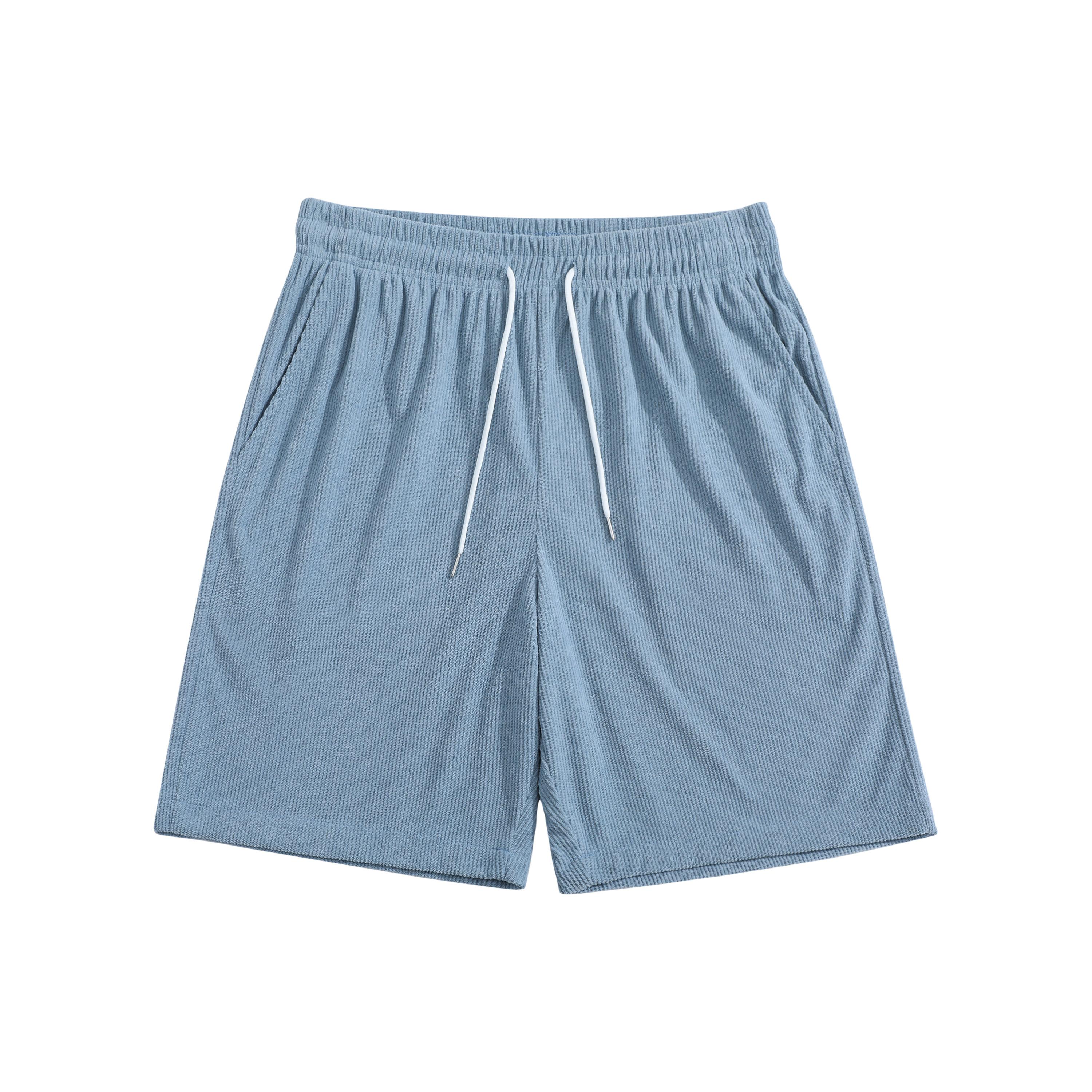 Men’s corduroy casual shorts, loose straight cut, summer minimalist versatile beach shorts