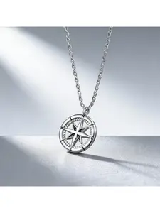 Everyday Versatile Best-Selling Necklace Compass Shape 925 Silver