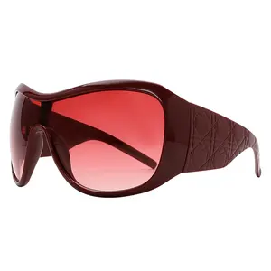 Trendy Oversized Sunglasses for Women Men Fashion Shield Aviator Sun Glasses UV400 Protection Goggles red  frames