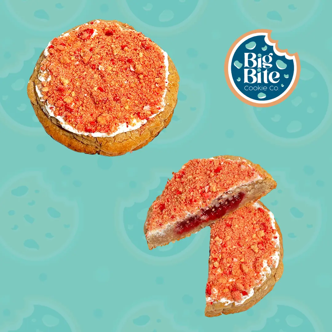 Big Bite Cookie Co Strawberry Shortcake Cookie Gourmet Strawberry Filled Snack with Strawberry Butter Cookie Crumble Biscuit Sweet Treat Dessert