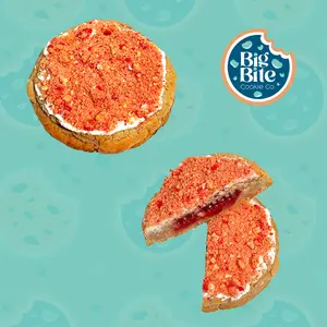 Big Bite Cookie Co Strawberry Shortcake Cookie Gourmet Strawberry Filled Snack with Strawberry Butter Cookie Crumble Biscuit Sweet Treat Dessert
