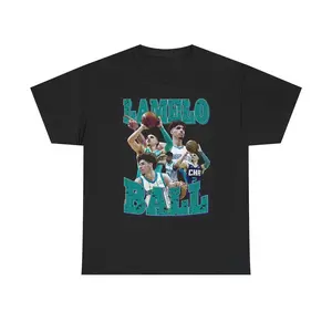 LaMelo Ball Graphic T Shirt Vintage Basketball NC Unisex Heavy Cotton Tee