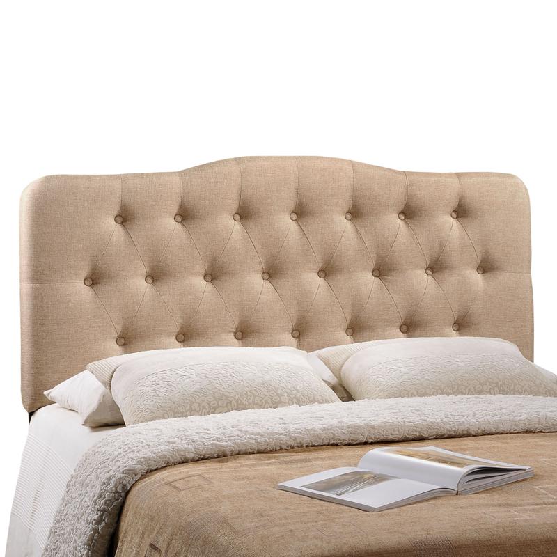 Modway Annabel Queen Upholstered Fabric Headboard in Beige