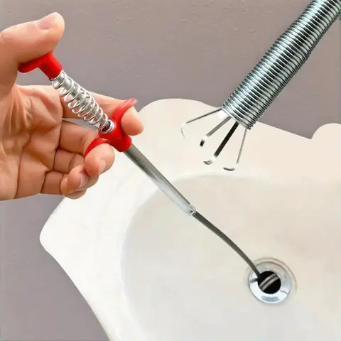 200cm (35in) Flexible Drain Auger Pipe Clog Remover Tool - 4-Prong Claw Reacher, 1.5cm Wide, Grab Hair & Debris for Home Daily Maintenance (Toilet, Kitchen Minor Clogs)