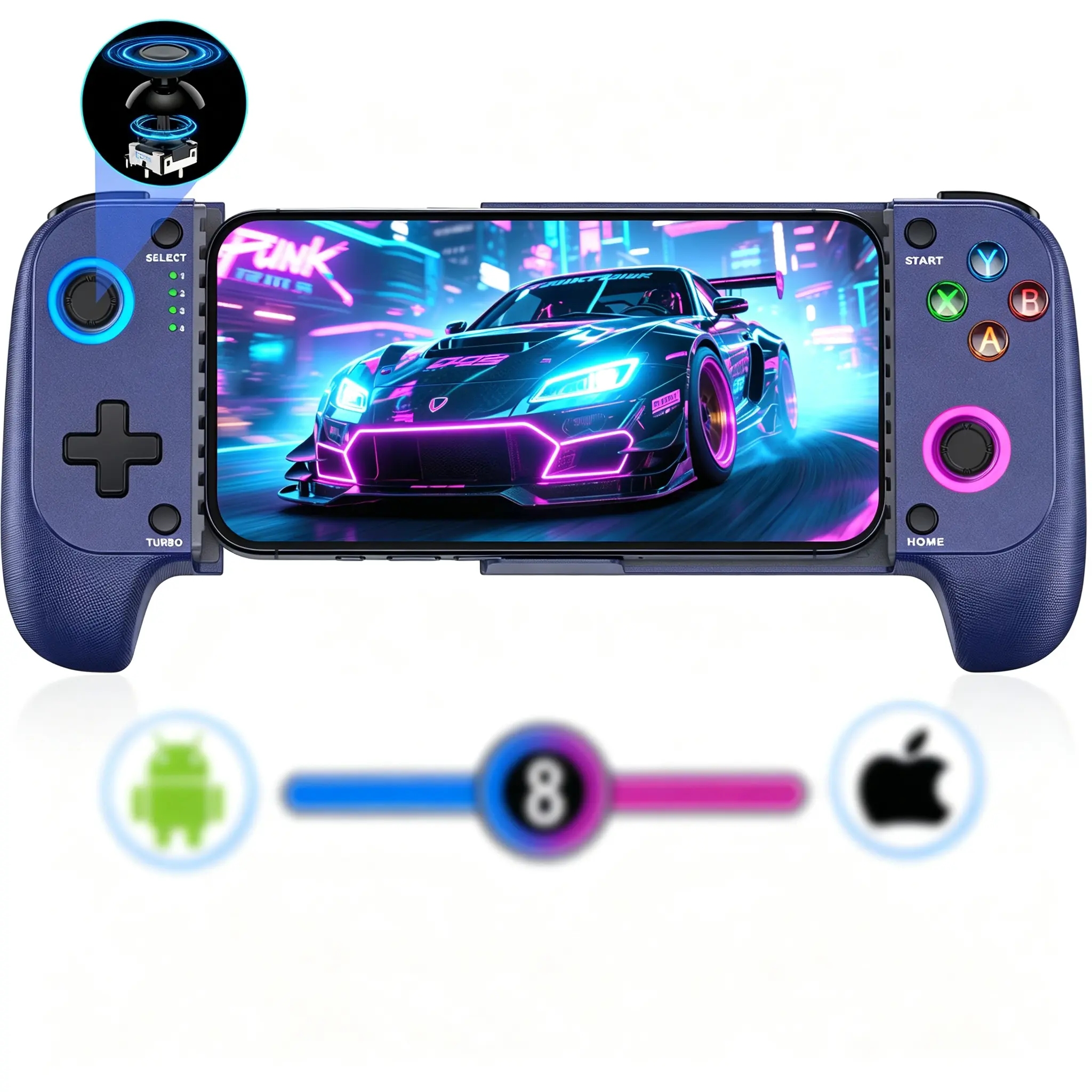 Gamtoure Portable Bluetooth Wireless Gamepad - Digital Video Game Accessory with Hall Effect Joysticks, Light Ergonomic Soft-Grip Design, Included Batteries for iPhone/Android Cloud Gaming, Teen Boy Gaming Stuff Gift