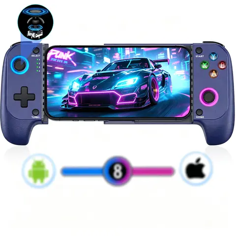 Gamtoure Portable Bluetooth Wireless Gamepad Controller - Handheld Mobile Device with Hall Effect Joysticks, Light Ergonomic Soft-Grip Design, Included Batteries for iPhone/Android Cloud Gaming, Teen Gamer Stuff Gift Arcade Button