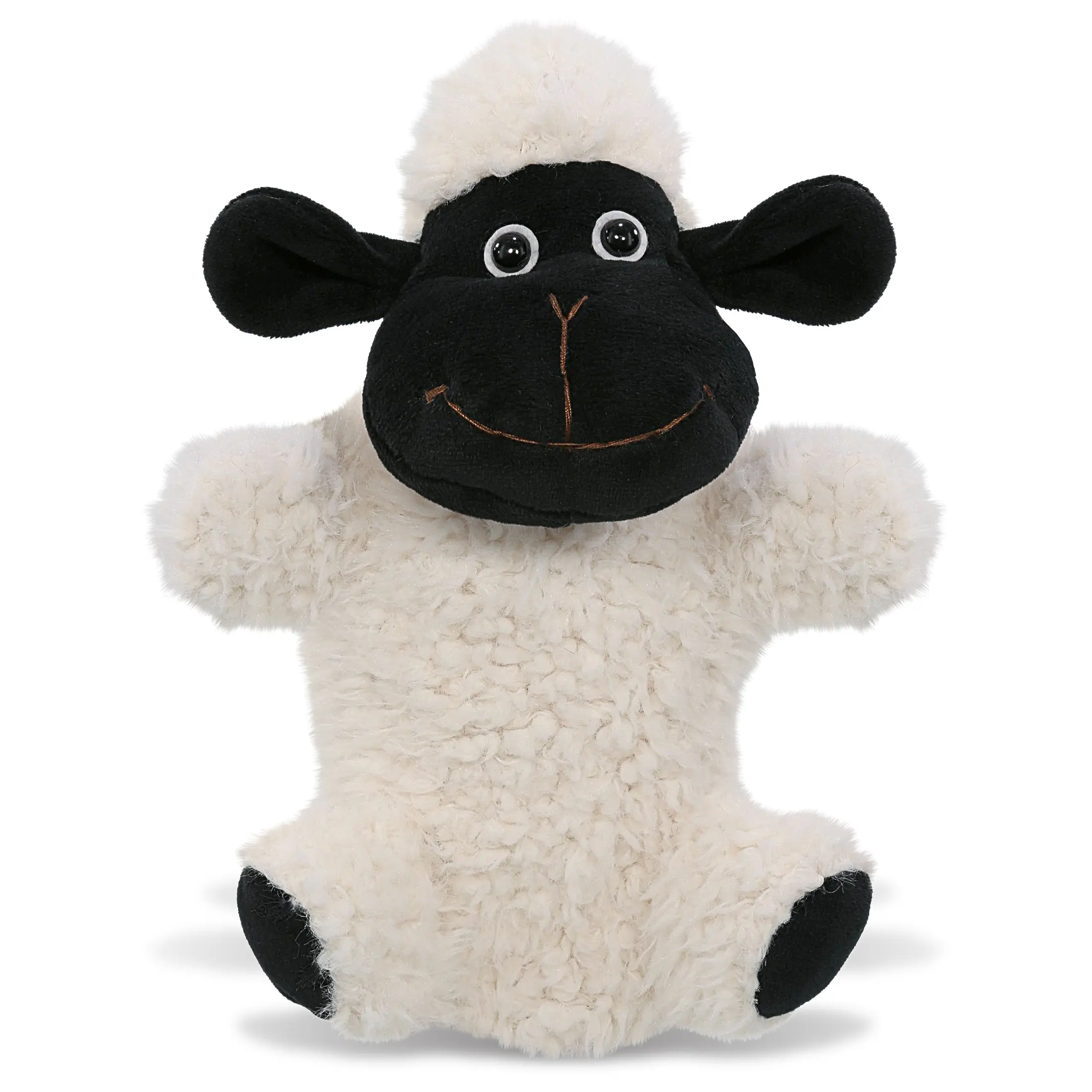 Dollibu Super Soft Polyester Animal Sheep Plush Hand Puppet - Black Nose, Movable Arms, Story Time, 1-3 Years, 7Lx5Wx9.5H In, Stuffed Toy
