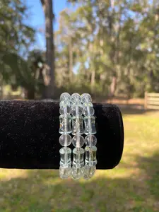 Clear Wishbone Beaded Bracelet 1pc - Simple Bracelet with Clear Beads as Described