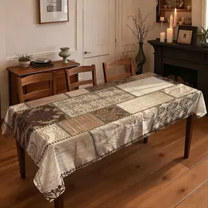 1 piece of 2D flat printed tablecloth  Vintage Patchwork Style Tablecloth, Paisley Pattern Design Table Cover, Decorative Table Linen for Home Restaurant Ambiance