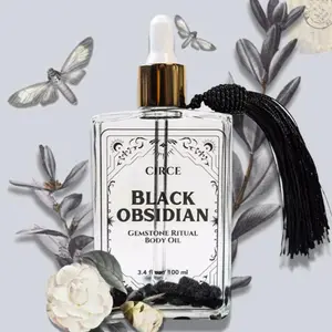 Black Obsidian Gemstone body Oil - crystal oil for Face, Hair, Body and Cuticles