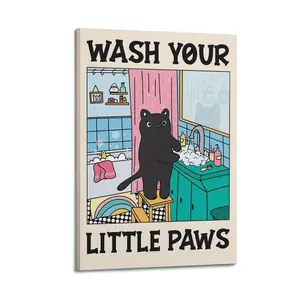 Wash Your Paws Trendy Artistic Wall Decor, Bold Colors Decoration, Cute And Vibrant Art Print for Bedroom, Dorm, Gaming Setup, VSCO And Aesthetic Room Makeover