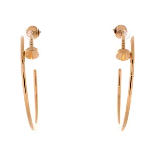 Pre-owned Cartier Juste un Clou Hoop Earrings 18K Rose Gold XL by Rebag