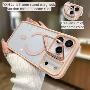 Transparent Non-Yellowing Magnetic Phone Case, Camera Stand Shockproof Case Compatible With iPhone 17/16/15/14/13/12 Pro Max