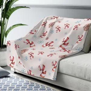 Christmas Candy Cane Blanket, Pink and Red Festive Holiday Throw
