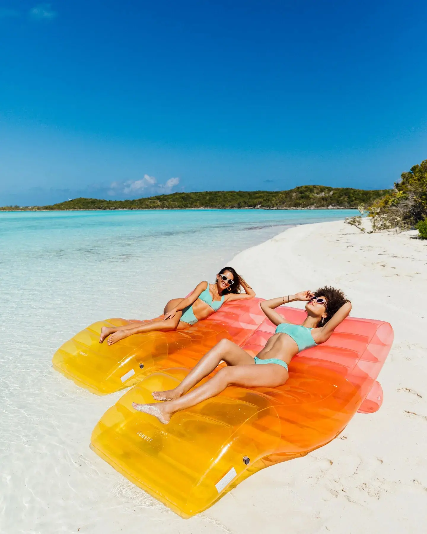 Inflatable Rainbow Water Float - 70 Inch Long Chaise Lounge for Pool