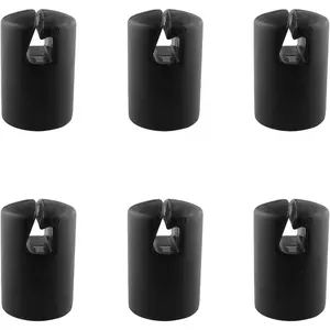 6 count 1.26" Black Trampoline Fiber Protective Cover Trampoline Enclosure Pole Cap for Flat Steel Sheet Top Ring System