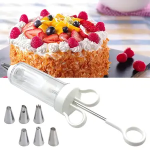 Cupcake Icing Piping Kit, Cake Decorating Gun, Cake Decorating Kit with 6 Stainless Steel Piping Tips, Cupcake Injector/Decorating Icing Set