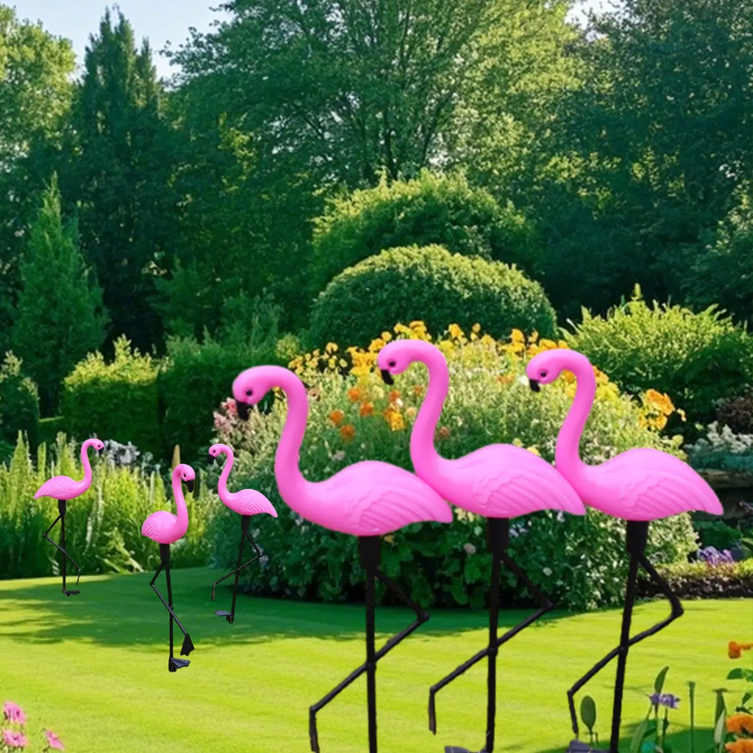 3/6 Piece Flamingo Lawn Ornaments, Weatherproof Plastic Decorative Garden Decor, Tropical Theme for Yards, Patios, Poolside, Garden Sculptures Statues, Garden Supplies