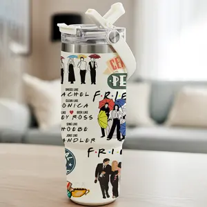 Auracup 1pc 30oz Stainless Steel Insulated Tumbler, Funny Friends TV Show Design, with Lid and Straw, Keep Hot 12H / Cold 24H, Great for Coffee Lovers, Office, Travel, Unique Gift for Sitcom Fans, Valentine’s Day, Carnival Party, St. Patrick’s Day, Birthd