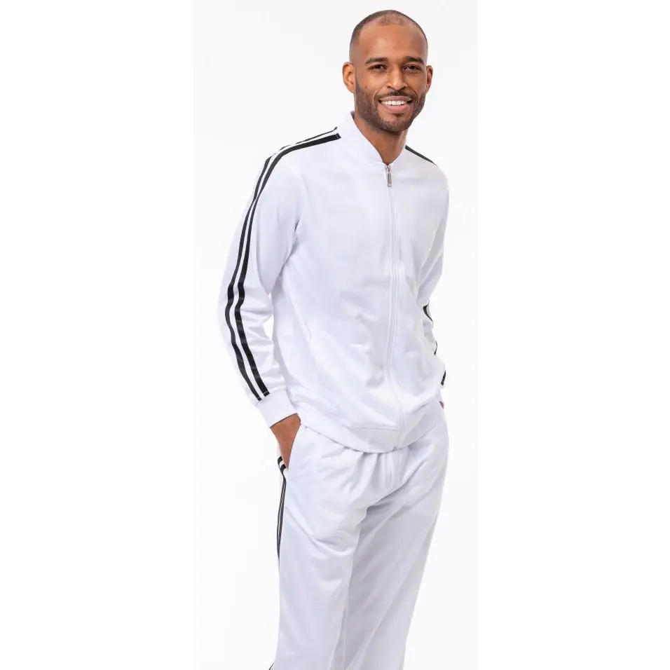 Montique Men's 2 Piece Sport Tracksuit in White JS26