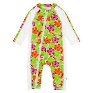 Sunsuit - Long Sleeve Romper Swimsuit | "Hibiscus"