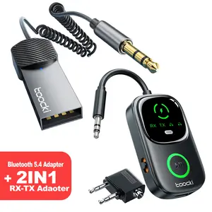 Toocki- Airplane Bluetooth 5.4 Adapter+Aux to Bluetooth 5.4 Adapter 3.5mm Bluetooth Receiver Travel Flight, Airline, Gym with Car Speakers and Home Audio(2 PACK)