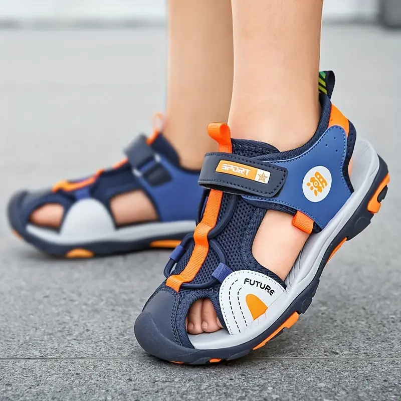 Youngsters' Breathable Mesh Sandals - Durable, Non-Slip, Hook & Loop Closure for Boys & Girls - Ideal for Summer, Spring & Fall Junior Beach
