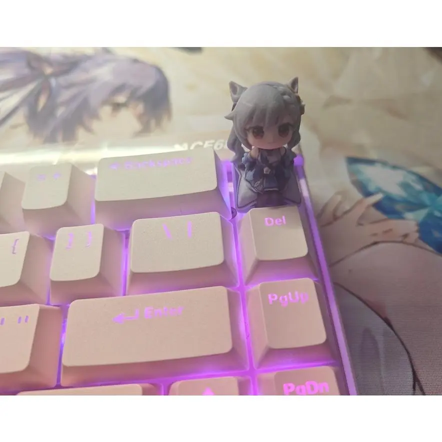 Cute Game Keqing Genshin Impact Cosplay Anime Keycaps Resin Material for Mechanical Keyboard Accessories Key Caps Fans Gift