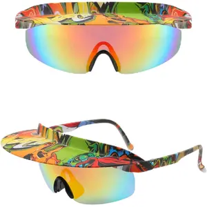 Good osierds Visor Sunglasses UV400 Polarized for Men Women Teens, Wrap Around Sport Glasses for Outdoor Activities (Colourful, red)