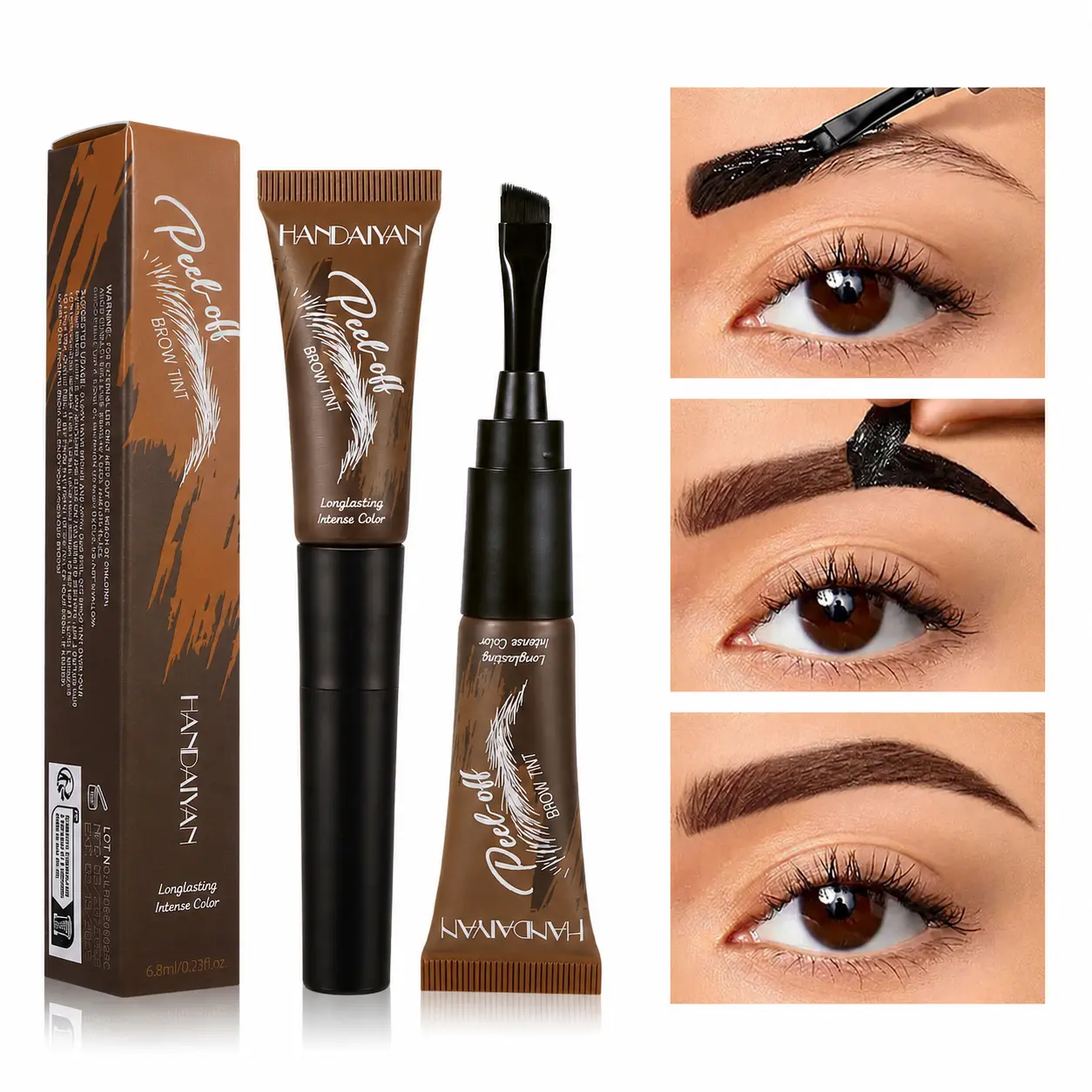 4-Color Tear-Off Brow Tint – Waterproof, Non-Fading, Long-Lasting Pigment for Precise Brow Definition & Effortless Wild Brow Looks - Easy-to-Use Makeup Tool for Women, Cosmetics, Eyebrow products