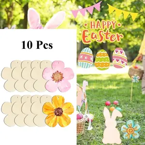 10 Pcs Large Size 7" Wooden Spring Ornaments to Paint, Flower Wooden DIY Blank Unfinished Round Wood Discs Ornament for Crafts Hanging Decorations party  supplies,Automotive & Motorcycle