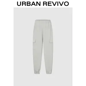 URBAN REVIVO Women's Cuffed Jogger Sweatpants UYY650002 - Casual Wear, Streetwear, Relaxed Fit, Side Pockets, Simple Look, Spring Style, Cuffed Joggers, Cargo Joggers