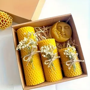 4pcs Multi-Size Beeswax Candle Set - 60 Hours Total Burn Time | Prayer Rituals, Home Decor & Gifts | Ideal for Living Room, Bedroom, Church, Power Outages | Perfect Christmas, Valentine's Day, Birthday Presents & Seasonal Holiday Decorations
