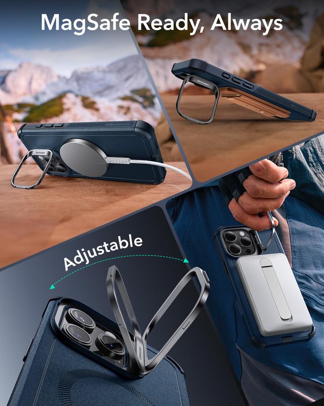 ESR for iPhone 17/16/15 Case with Stash Stand, Camera Control, 23FT Military-Grade Shock-Absorbing Drop Protection, Compatible with MagSafe Accessories, Magnetic Cyber Series