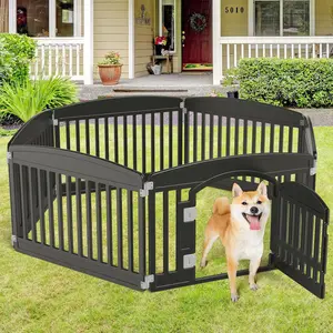 24" Exercise 6-Panel Pet Playpen with Door, Dog Playpen For Puppy Small Dogs Keep Pets Secure Easy Assemble Easy Storing Customizable Non-Skid Rubber Feet, Black Dog Playpen 4-Panel 24" | Safe & Secure Indoor/Outdoor Pet Fence | Folding & Portable