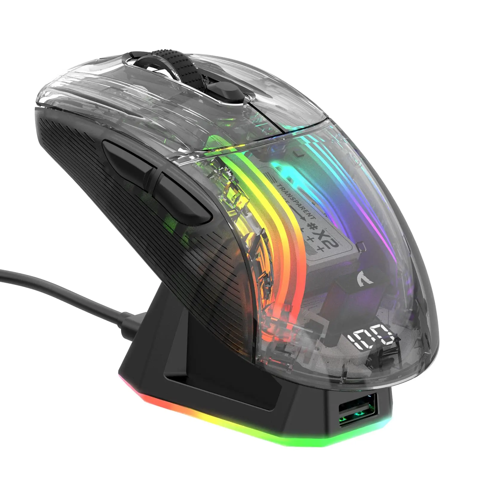 Wireless Gaming Mouse with RGB Charging Dock, Rechargeable RGB Backlight Mouse with 3 Modes, Noise Reduction Mouse for PC Win MAC, Gaming Accessory, Gaming Pc Accessories