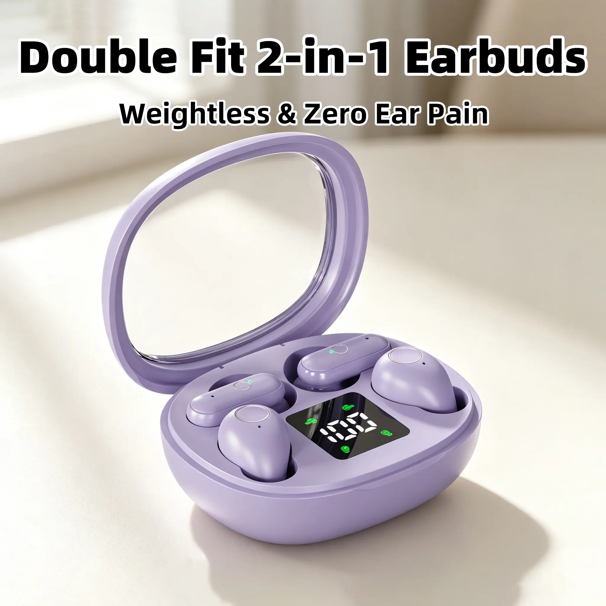 Portable Bluetooth Sleep Earbuds (SK35, 1 Pair) - Plastic Water-Resistant In-Ear Hidden Compact Design, Comfortable Long-Wear, Side-Sleeping No-Squeeze, Snoring & Ambient Noise Blocking, Sensitive Touch, Long-Lasting Battery, Phone Compatible, Audio, Elec