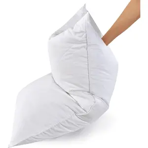 ThreeGeese Goose Feather Pillows 2 Pack – Ergonomic Neck Support Rebound Pillow for Back Sleepers, Hotel Collection Super Supportive Low Allergy Pillow with Organic Cotton Shell, Machine Washable, White – Guest Pillow