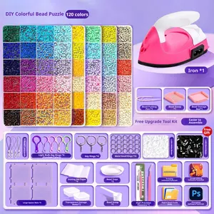Fuse Beads Kit Easy DIY 96 Color 53000 2.6mm 200 Patterns Built In Iron DIY Crafts Supplies For Women Art Decorations Ideal Gift Pixel Art All In One