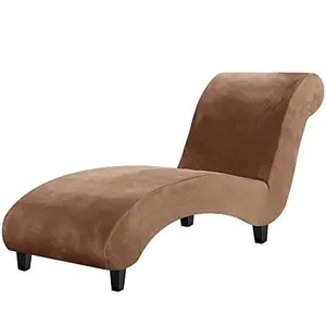 Chaise Lounge Cover Velvet Chaise Lounge Couch Cover High Stretch Chaise Lounge Slipcover Luxury Lounge Chair Cover for Living Room Soft Furniture Protector for Dog, Machine Washable, Camel
