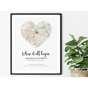 Green Homes's Long Distance Relationship Gift For Girlfriend Boyfriend, Personalized Custom Map, Couple Map gift, Anniversary Meaningful Gift, Two Maps, Heart Map, Friendship, Map Art, Christmas Gift
