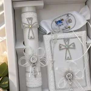 First Communion Candles Set 4pcs for Boys Girls Elegant Decor Ornaments Symbolize Faith Commitment Ideal for Church Ceremonies