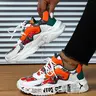 Colorblock Letter Pattern Low-Top Platform Sneakers, Casual Comfortable Sports Shoes for Women, Trendy Versatile Lace-Up Graphic Print Sneakers for Daily Wear, Casual Athletic Sneakers