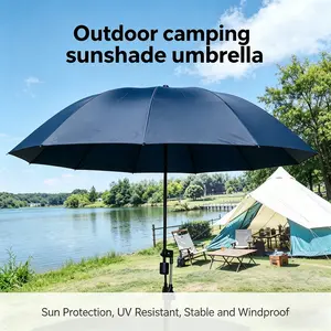 Outdoor Camping Shade Umbrella with Clip, Beach Gear, Essential for Camping, 53-Inch UV Protection, Rain and Sun Umbrella, Ideal for Travel